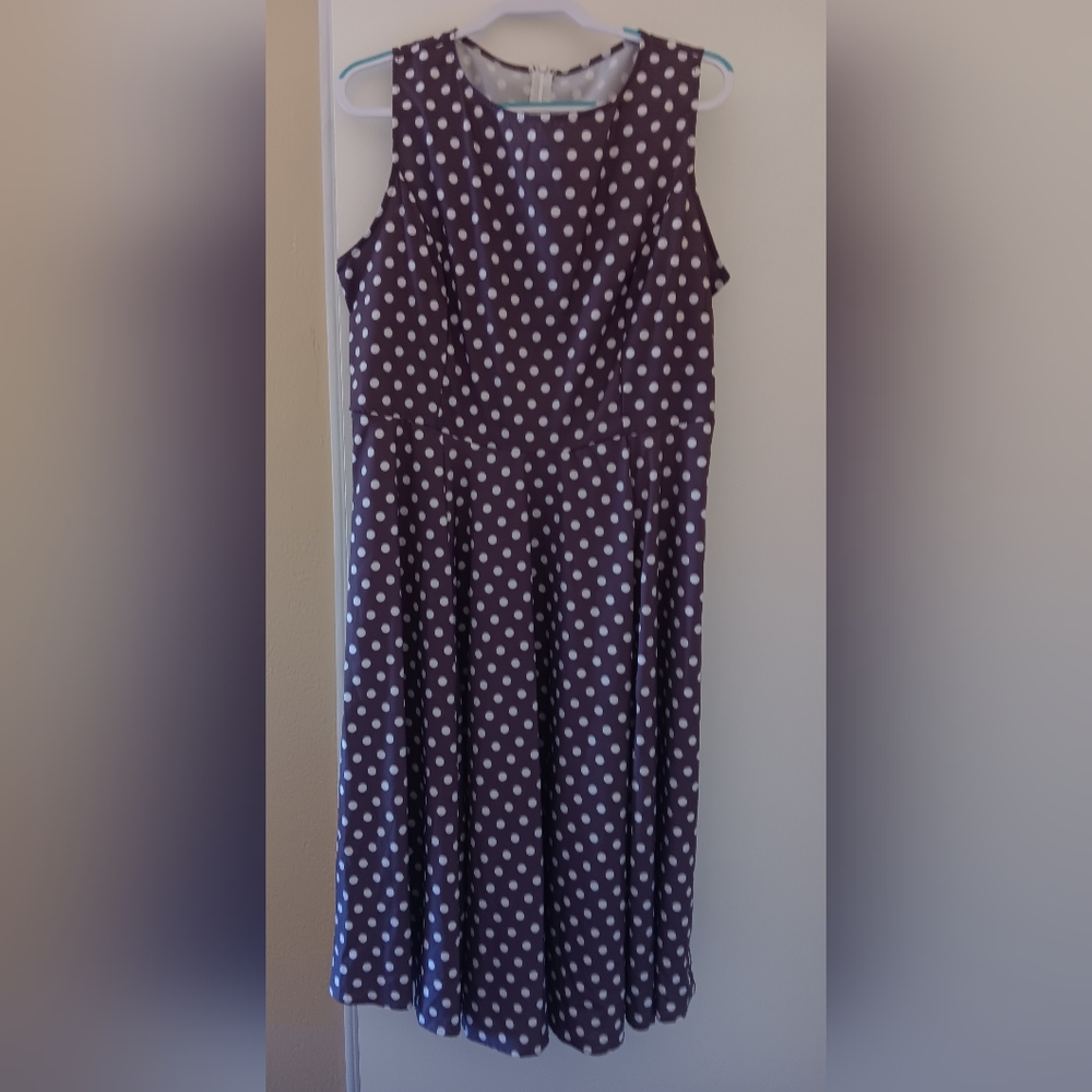 Purple Polkadot A-Line Dress XXL